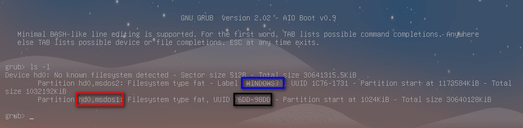 Grub2 Parttool Command And Partition Tools Menu Of Aio Boot