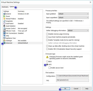 VMware Workstation - BIOS - UEFI - Enable secure boot