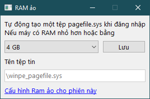 WinPE 10 Ram ảo pagefile.sys