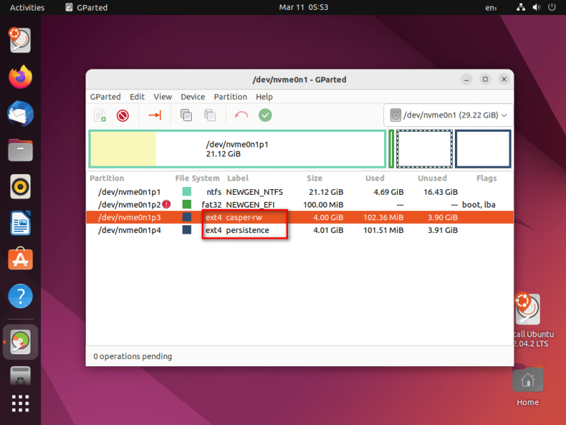 How to create a Persistent partition for Ubuntu and Debian